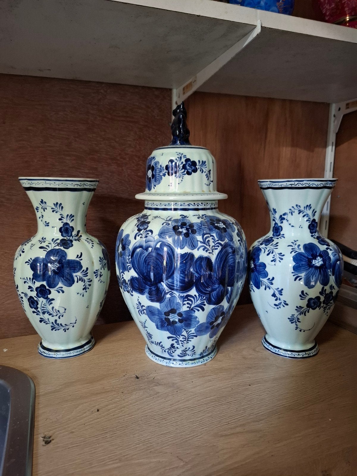Delfts Blauw Vazen Set - 3 Stuks Handgeschilderd, Antiek en Kunst, Ophalen of Verzenden