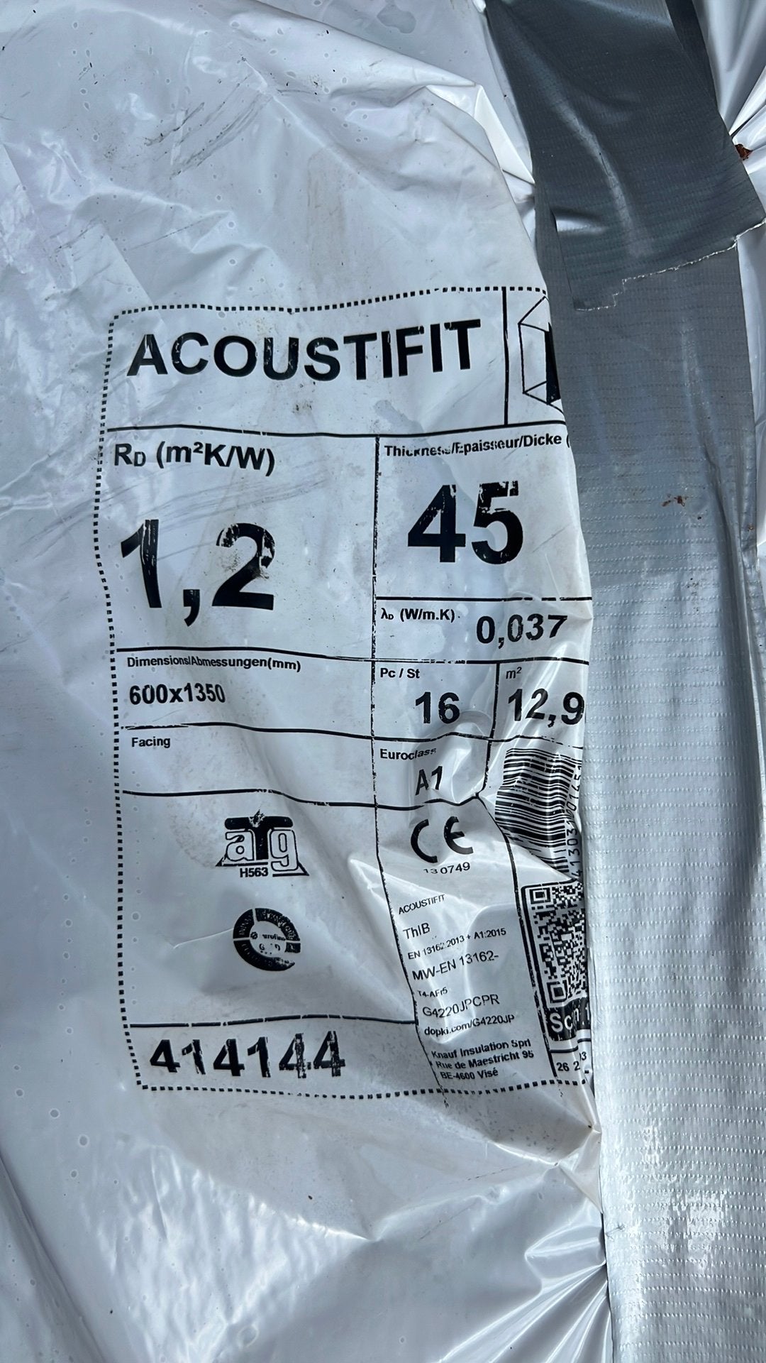 Knauf acoustift geluids isolatie, Ophalen, Zo goed als nieuw, Glaswol, 15 m² of meer