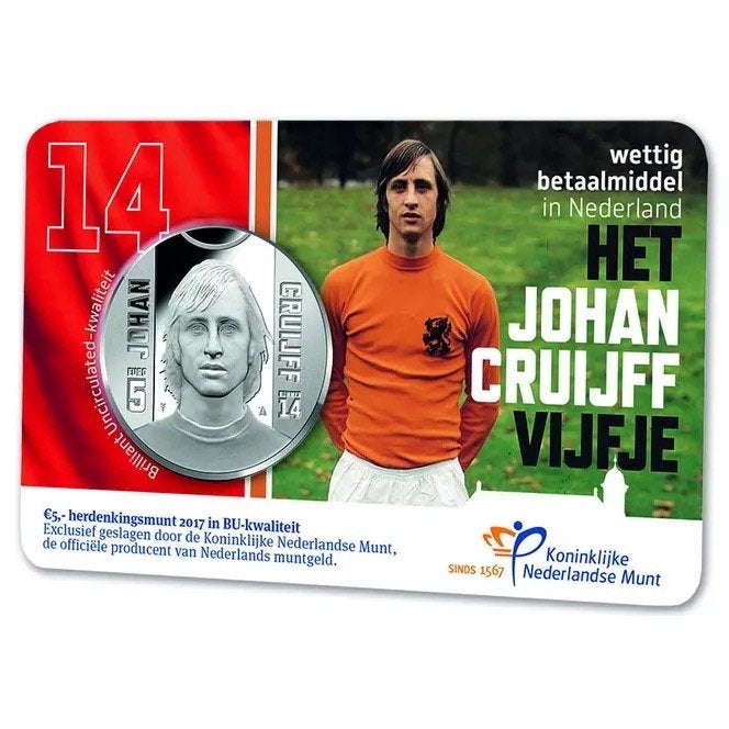 coincard Johan Cruijff in BU kwaliteit, Ophalen of Verzenden, Koningin Beatrix, Euro's, Losse munt