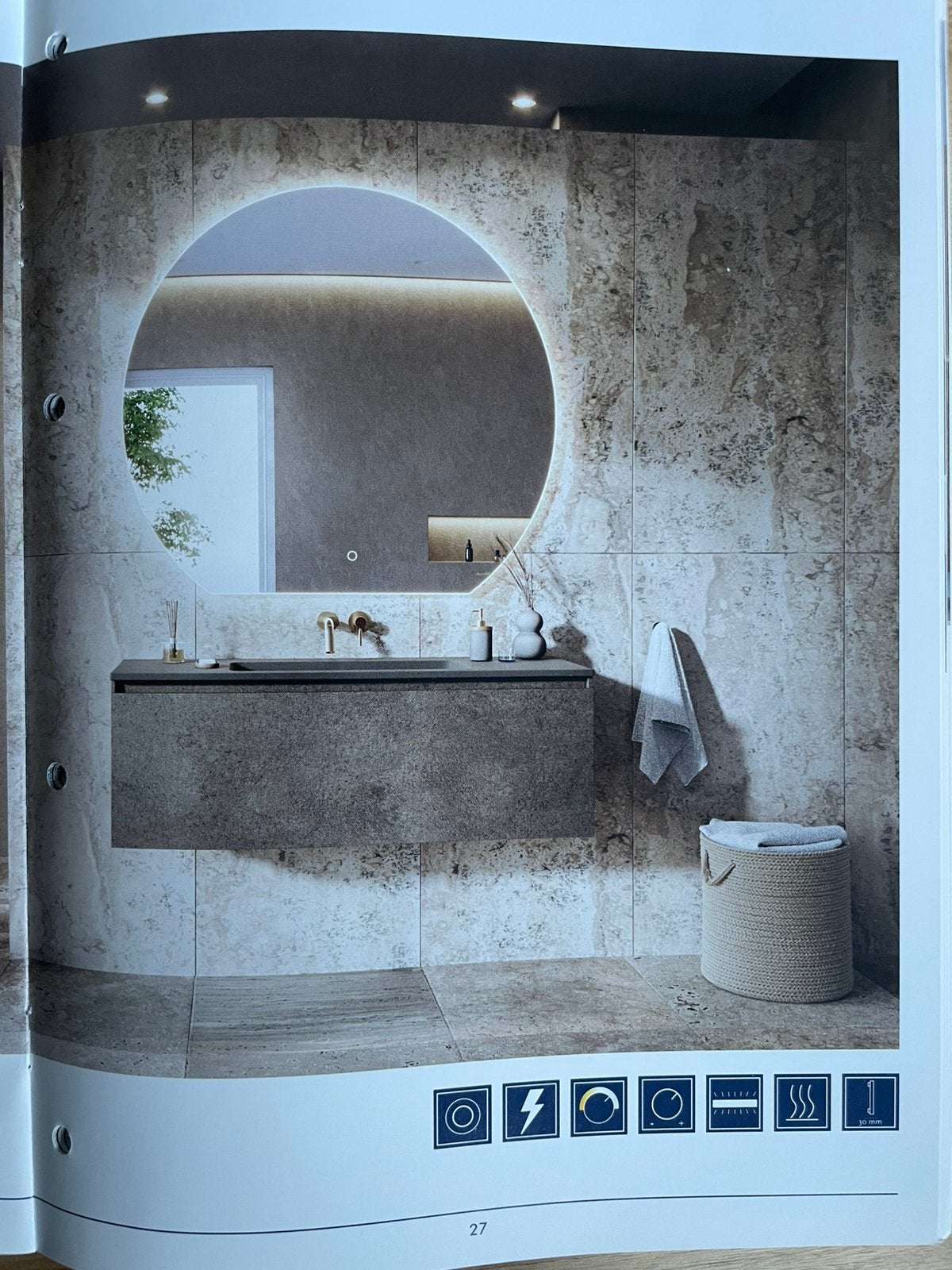 Badkamer spiegel Moon 2.0, Ophalen, Rond, Zo goed als nieuw, 75 tot 100 cm