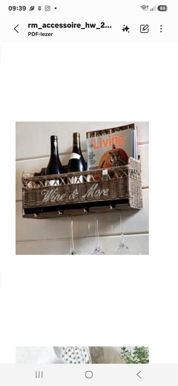 RM rustic ratan wine& more holder, Ophalen, Gebruikt, Minder dan 5 flessen
