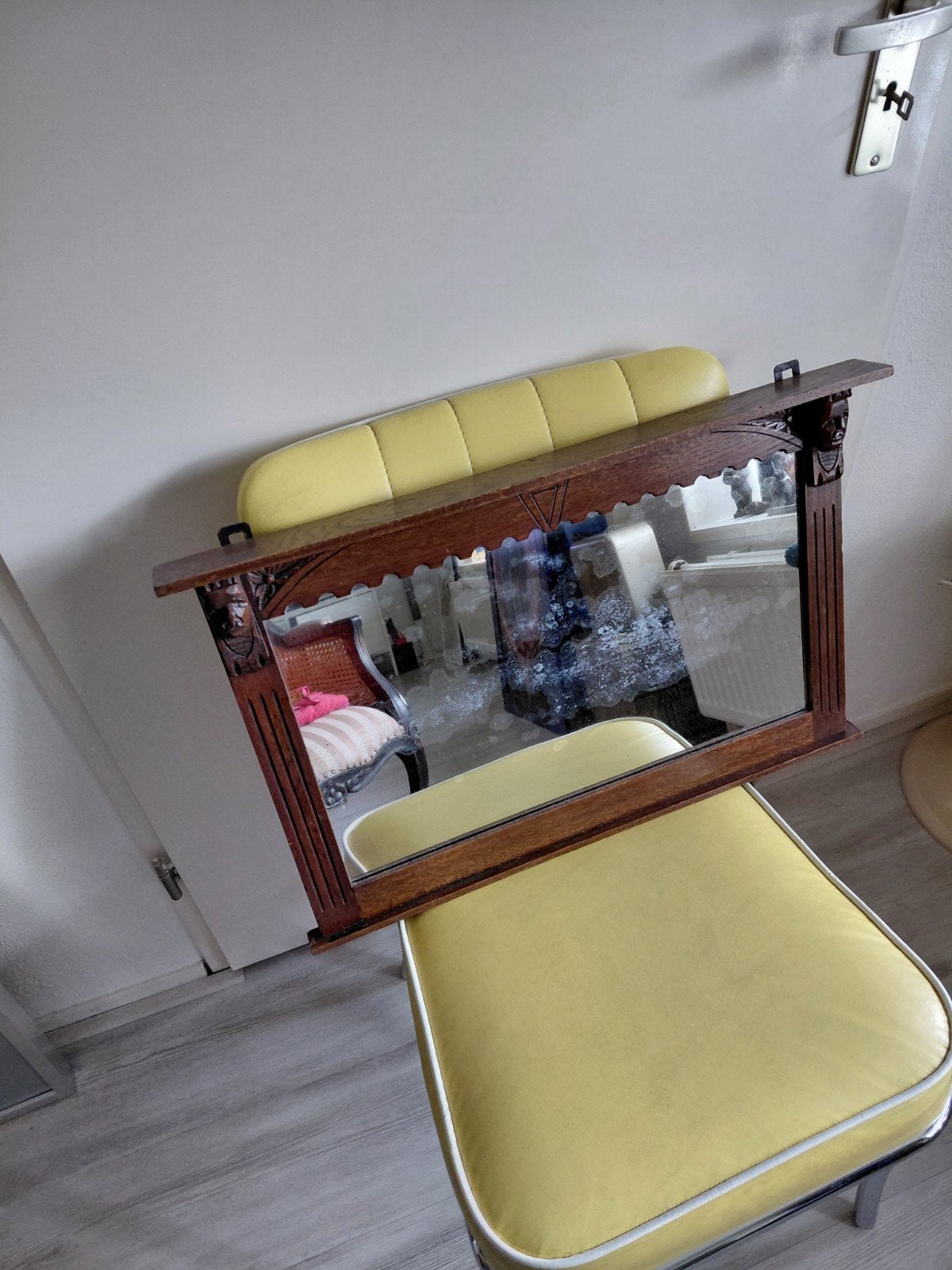 Antieke spiegel verweerd glas, Ophalen, Rechthoekig
