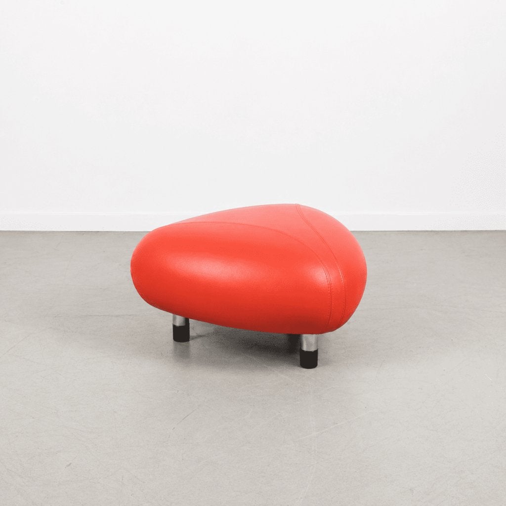 Leolux Pallone Hocker Rood Leer, Niet ingevuld, Zo goed als nieuw, Niet ingevuld, Niet ingevuld