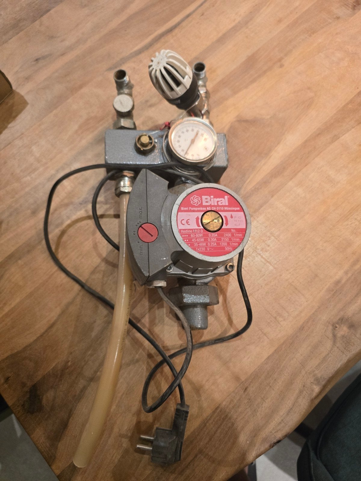 Biral circulatiepomp met manometer en thermostaat, Ophalen, Gebruikt, Rvs, Overige typen