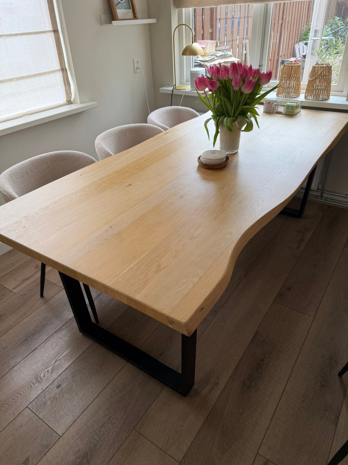 Light & living Massief eiken tafel, Ophalen, Zo goed als nieuw, Rechthoekig, 50 tot 100 cm