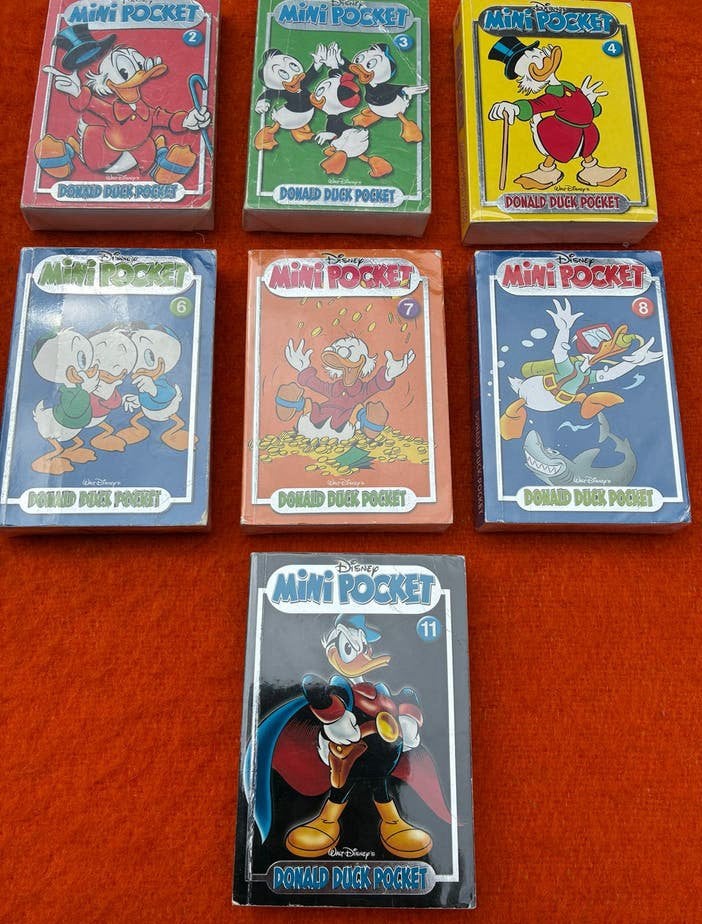 7 Donald Duck mini pockets, Meerdere comics, Ophalen of Verzenden, Zo goed als nieuw, Europa