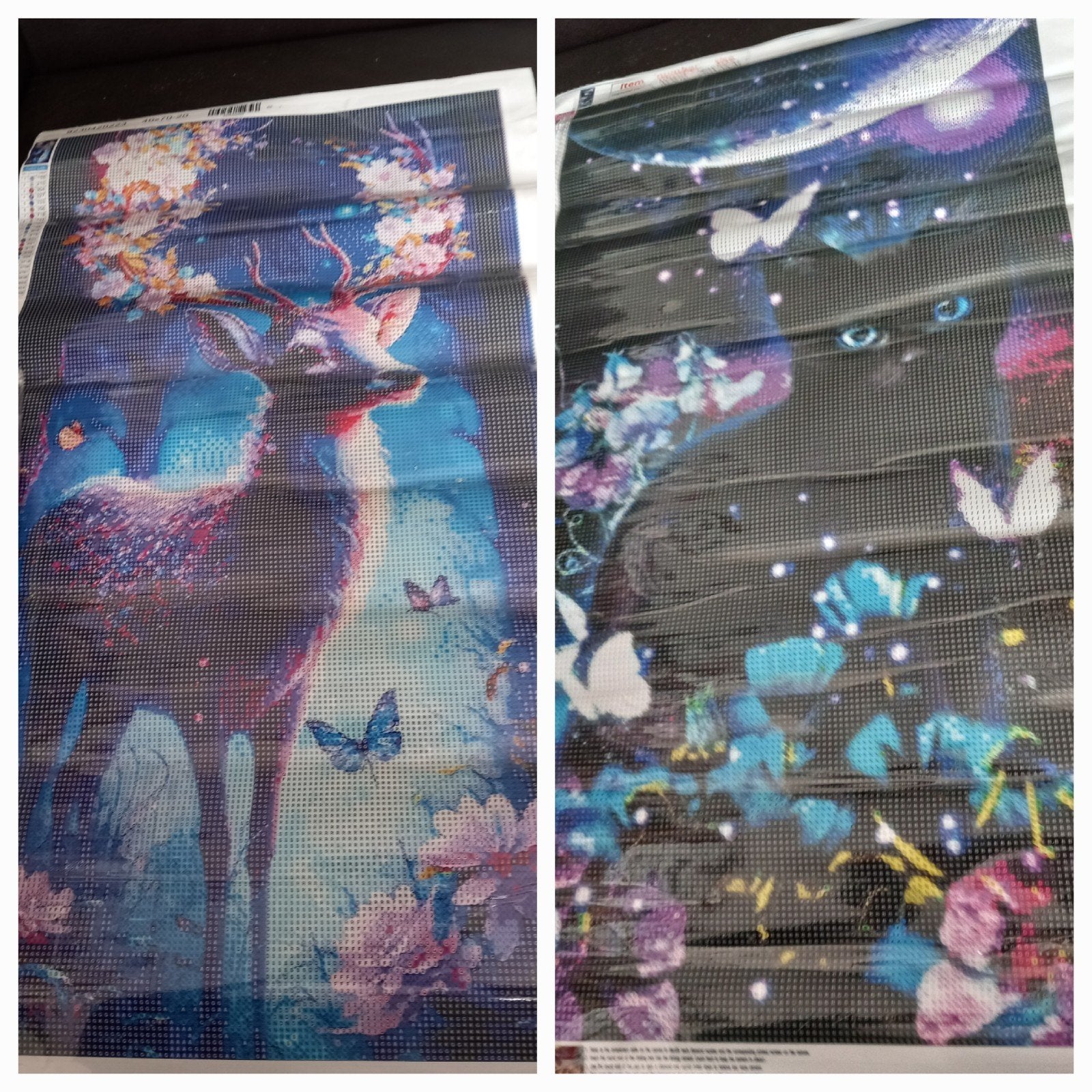 Diamond Painting Set - Hert en zwarte Kat - 40x70cm vol rond, Nieuw, Meerkleurig, Ophalen of Verzenden, Kunststof