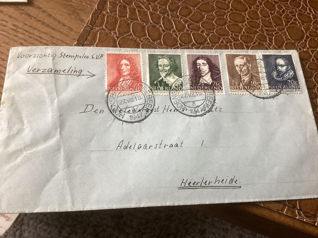 No1920 Voorloper Zomerzegels 27-8-1947 Nederland jaargang, Postzegels en Munten, Postzegels | Eerstedagenveloppen, Ophalen, Beschreven