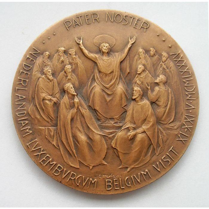 Penning bezoek Paus Johannes Paulus II aan de Benelux 1985, Postzegels en Munten, Penningen en Medailles, Brons, Nederland, Ophalen of Verzenden