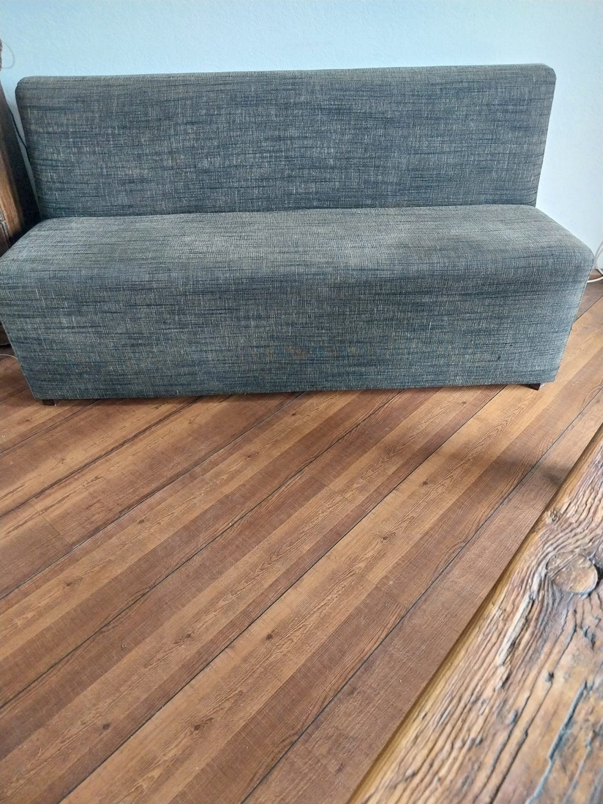 Comfortabele grijze eettafelbank, Ophalen, Gebruikt, 150 tot 200 cm, Tweepersoons