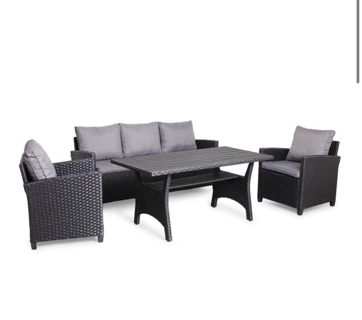 Luxe Wicker Tuinset - 5-delig met 6 zitplaatsen, Tuin en Terras, Ophalen, 6 zitplaatsen, Zo goed als nieuw, Wicker