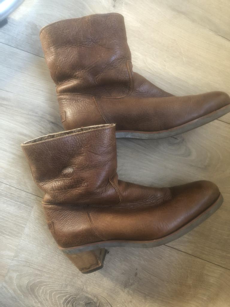 SHABBIES AMSTERDAM bruine laarsjes maat 40 "bont"voering, Lage of Enkellaarzen, Ophalen of Verzenden, Gedragen, Bruin