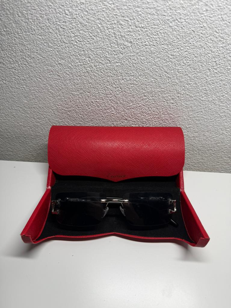 Cartier zonnebril – luxe rimless model met rode Cartier case, Sieraden, Tassen en Uiterlijk, Portemonnees, Ophalen of Verzenden
