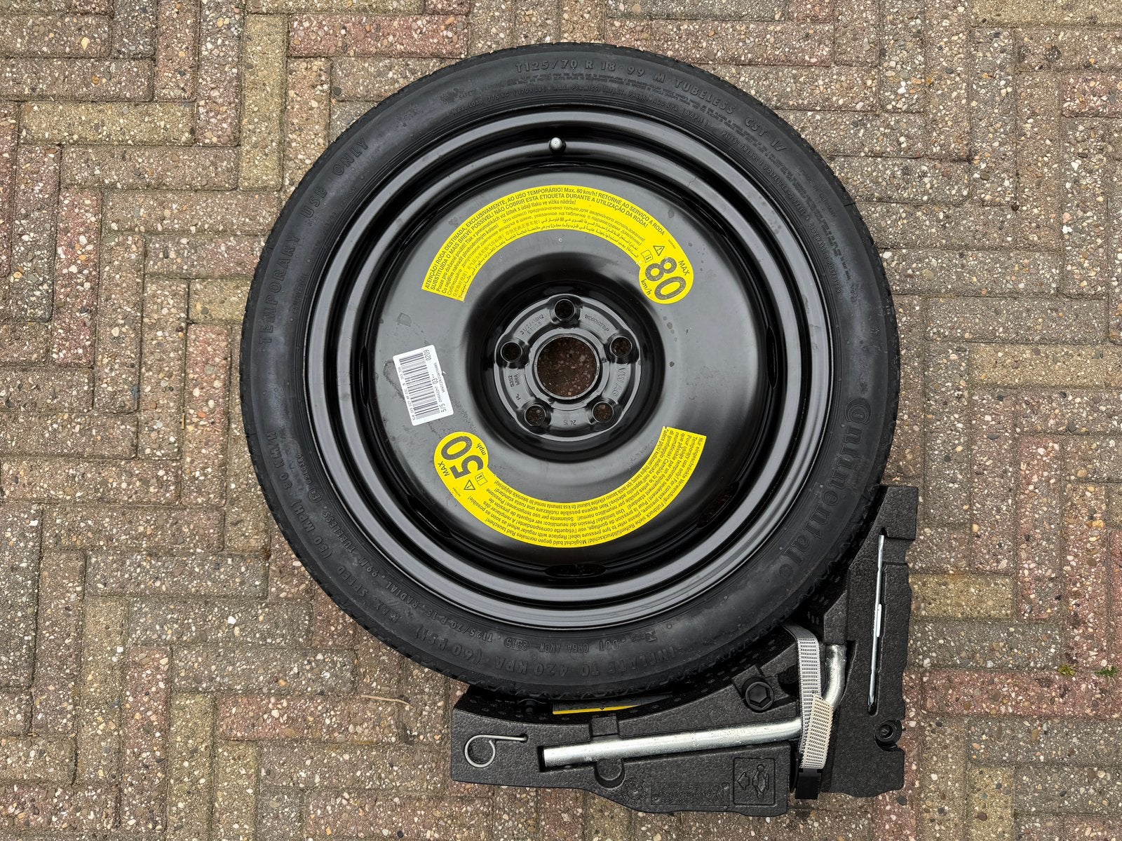 OEM VW golf thuiskomer set:  T125/70 R18, Ophalen, Nieuw, Volkswagen