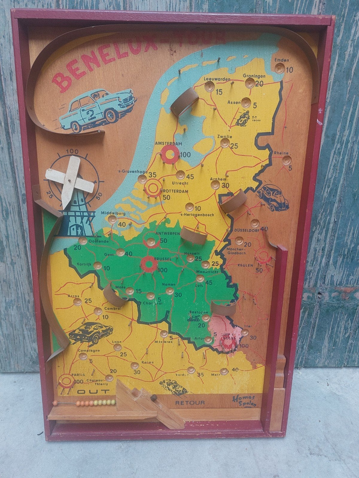Vintage Benelux-Tour Flipperkast - Homas Spelen, Antiek en Kunst, Ophalen