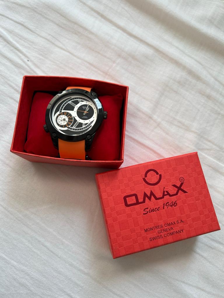 Omax Polshorloge met Oranje Bandje - Nieuw in Doos, Overige merken, Overige materialen, Polshorloge, Nieuw