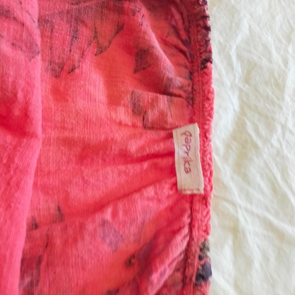 Paprika roze top met bloemenprint, maat M, Maat 46/48 (XL) of groter, Ophalen of Verzenden, Korte mouw, Roze