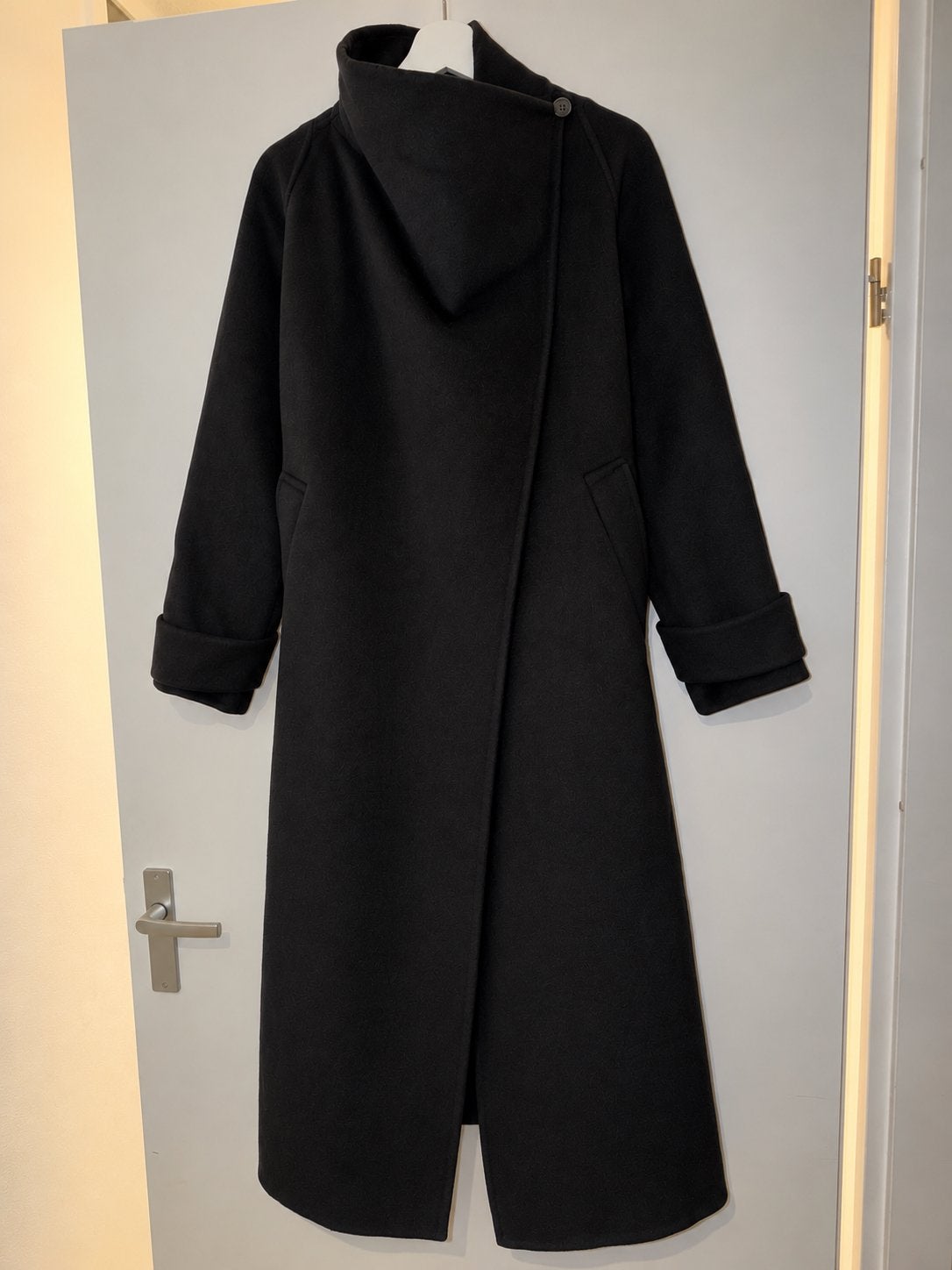 Luxe dames mantel jas 100% wol | Lang | model | Zwart |, Verzenden, Nieuw, Maat 38/40 (M), Zwart