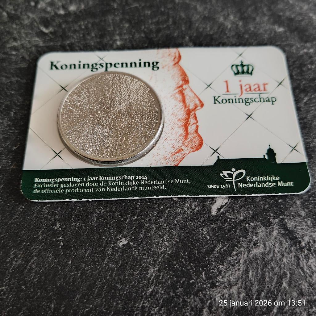 2014 Koningspenning, 1 Jaar Koningschap in Coincard, Ophalen of Verzenden, Koningin Beatrix, Euro's