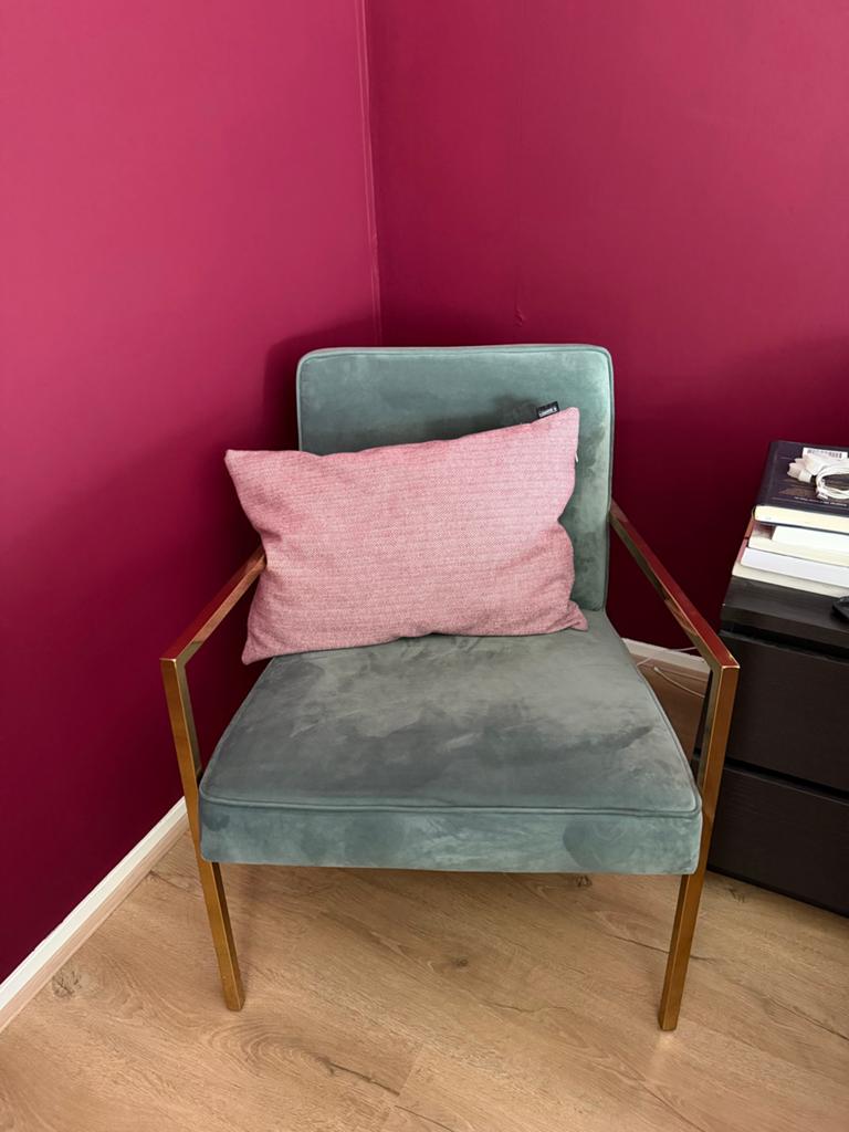 Mowkan fauteuil velvet sage groen | goudkleurig frame, Ophalen, Overige kleuren, Zo goed als nieuw, Metaal