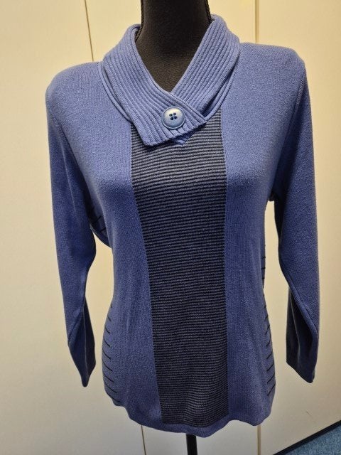 Trui paars/blauw met zwarte streepjes maat 46 nieuw, Blauw, Maat 46/48 (XL) of groter, Nieuw, Ophalen of Verzenden