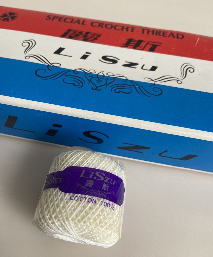 Vintage Wit LiSzu Crochet Garen 40 100% katoen 10 gram, Ophalen of Verzenden, Zo goed als nieuw, Breien of Haken, Wol of Garen