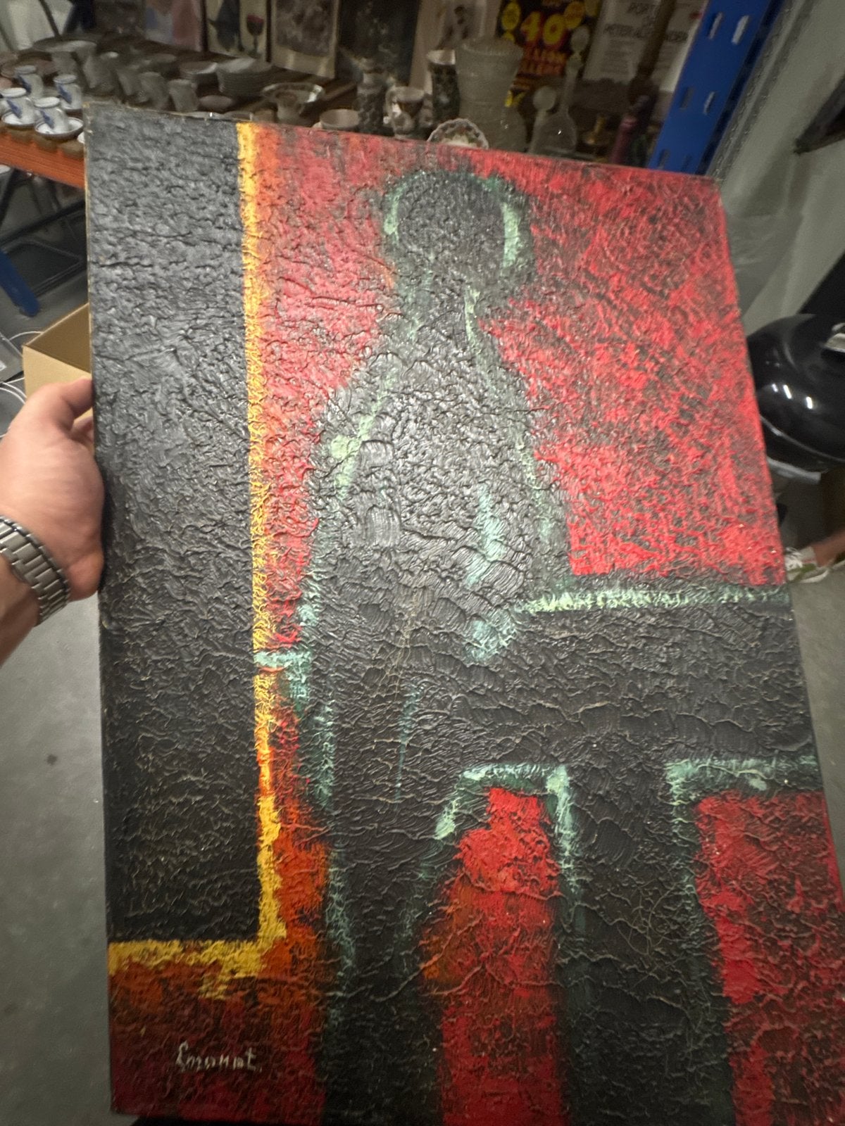 Abstract Schilderij - Textuurrijk en Expressief, Ophalen