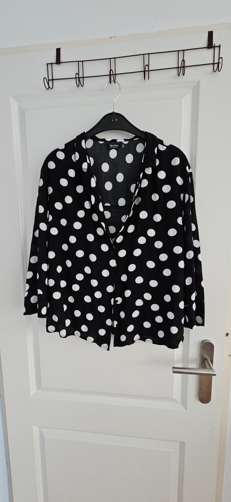 Bershka Zwart-witte Polkadot Blouse Maat S, Zwart, Zo goed als nieuw, Maat 36 (S), Bershka