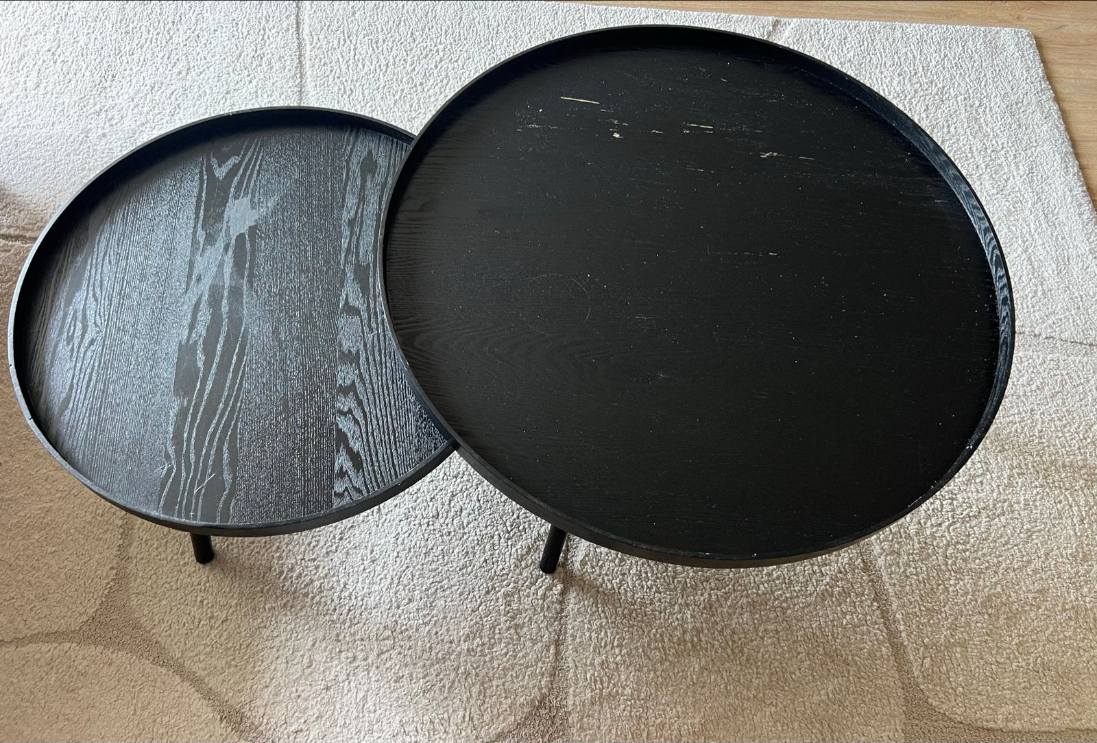 Salontafel WOOOD set van 2 Mesa - Ø78cm & Ø60cm, Ophalen, Gebruikt, Rond, 50 tot 100 cm