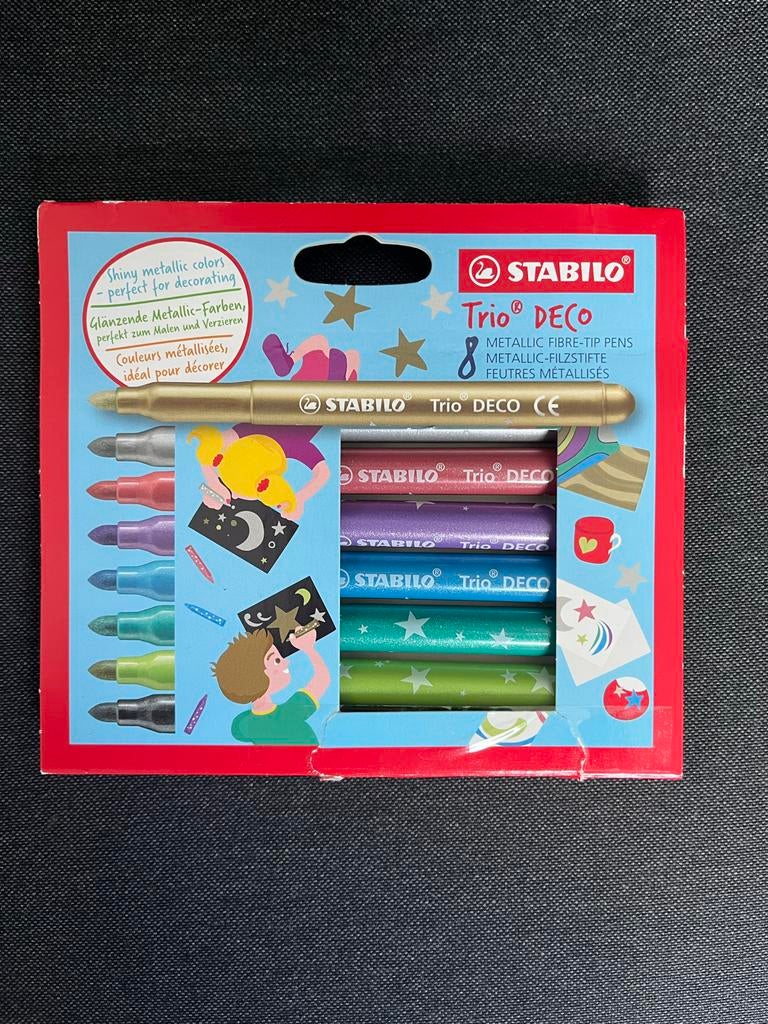 Stabilo Trio Deco 8x metallic fibre-tip pens, Ophalen of Verzenden, Zo goed als nieuw