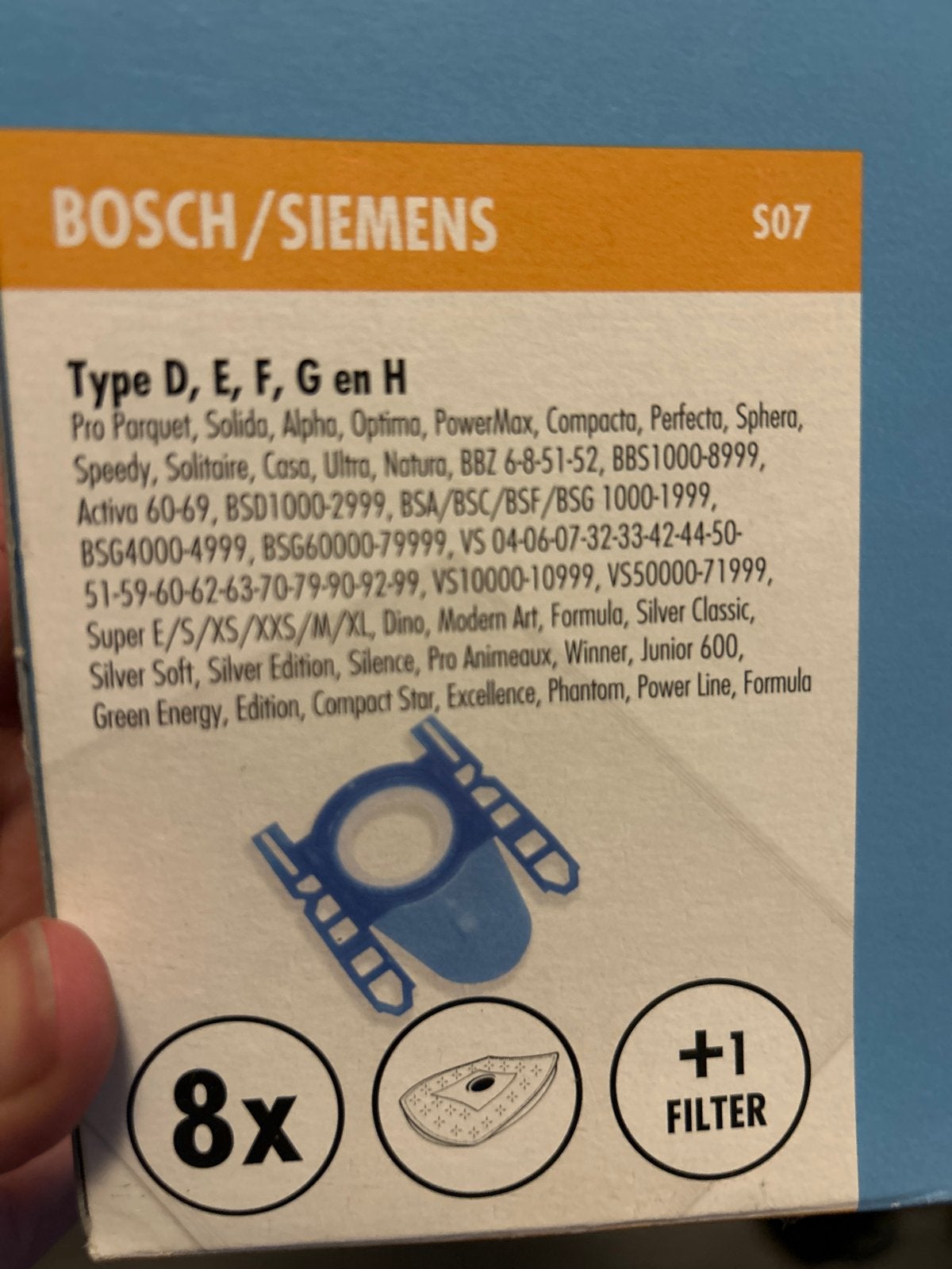 Stofzuigerzakken Bosch/Siemens Type D, E, F, G, H (2 stuks), Ophalen, Nieuw, Stofzak, Bosch