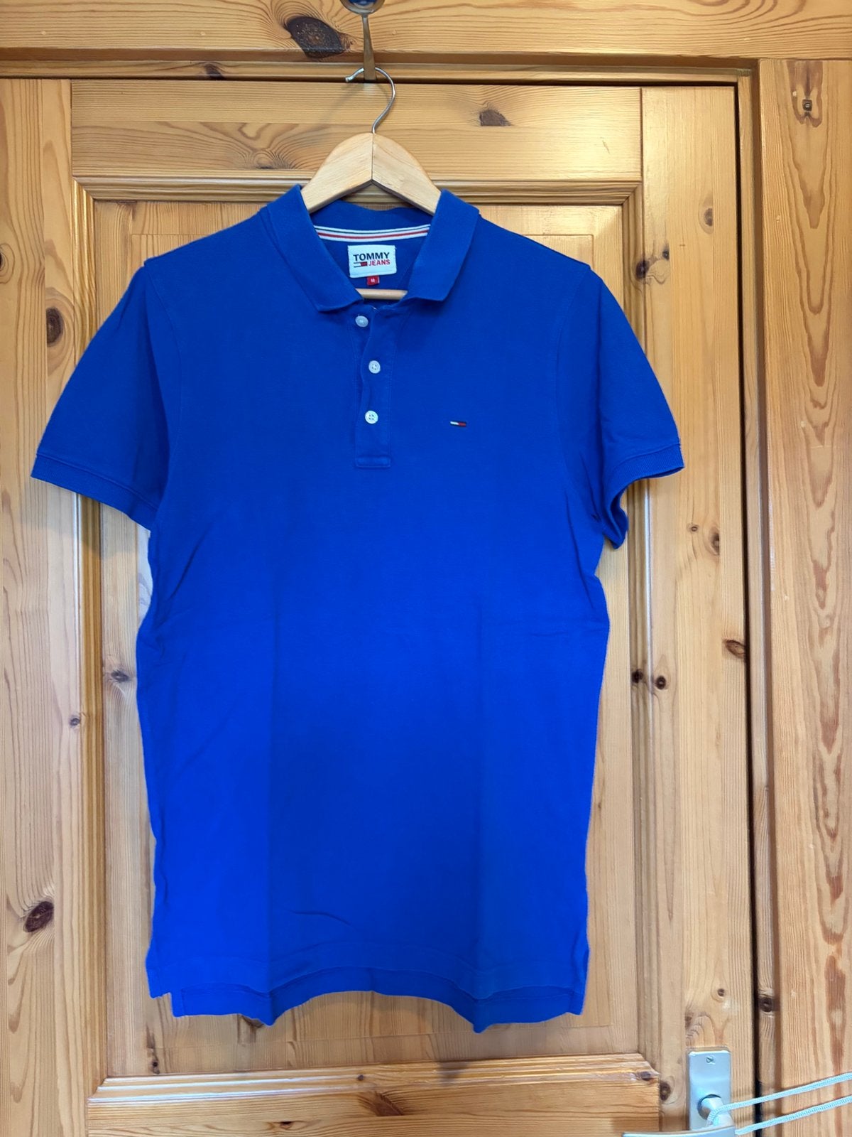 Polo blauw Tommy Jeans M oto 50 lengte 73, Ophalen of Verzenden, Zo goed als nieuw, Maat 48/50 (M), Blauw