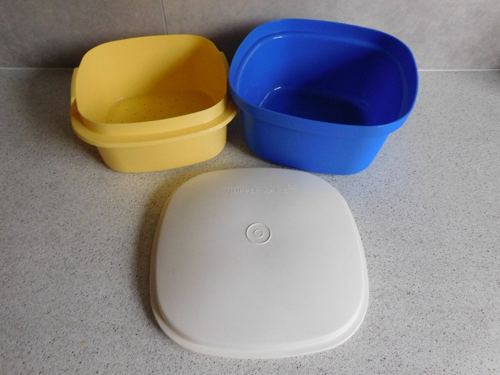 Tupperware Serveerwonder 3 Ltr. Kobalt Geel Crème, Huis en Inrichting, Keuken | Tupperware, Blauw, Zo goed als nieuw, Overige typen