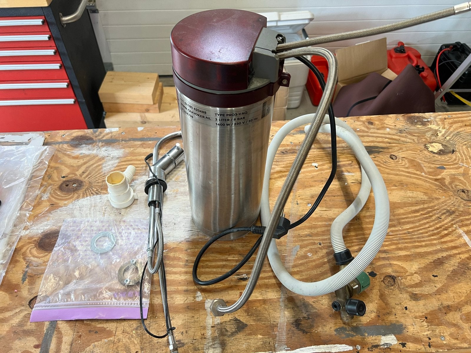 Quooker PRO3-VAQ met kraan, 2 liter of meer, Ophalen of Verzenden, Gebruikt, Rvs