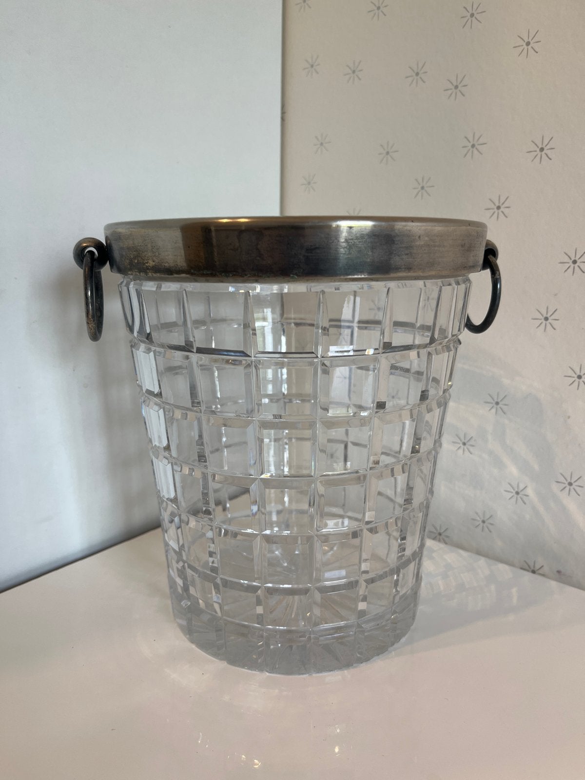 Vintage Kristallen wijnkoeler, ijsemmer met Verzilverde Rand, Ophalen of Verzenden