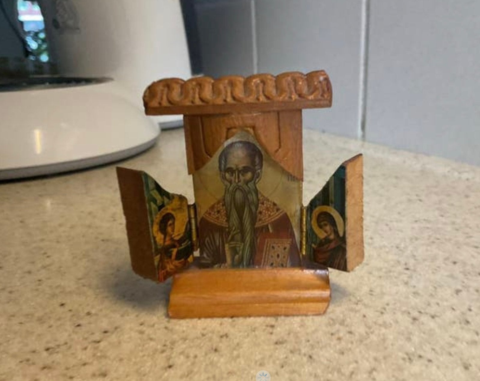 Kleine houten ikoon, Antiek en Kunst, Antiek | Religie, Ophalen of Verzenden