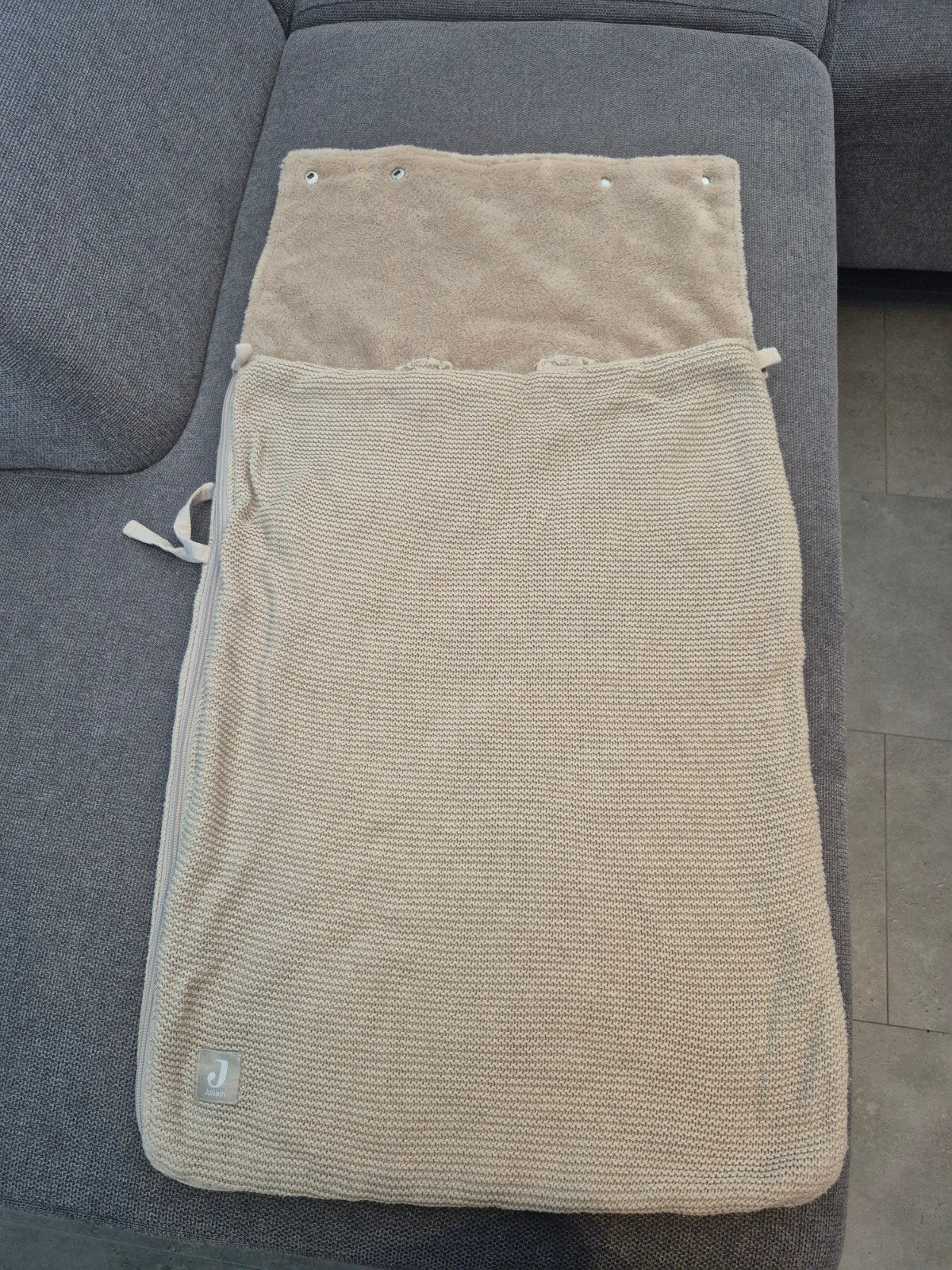 Jollein voetenzak gebreid beige, Jollein, Ophalen of Verzenden, Zo goed als nieuw, Gevoerd