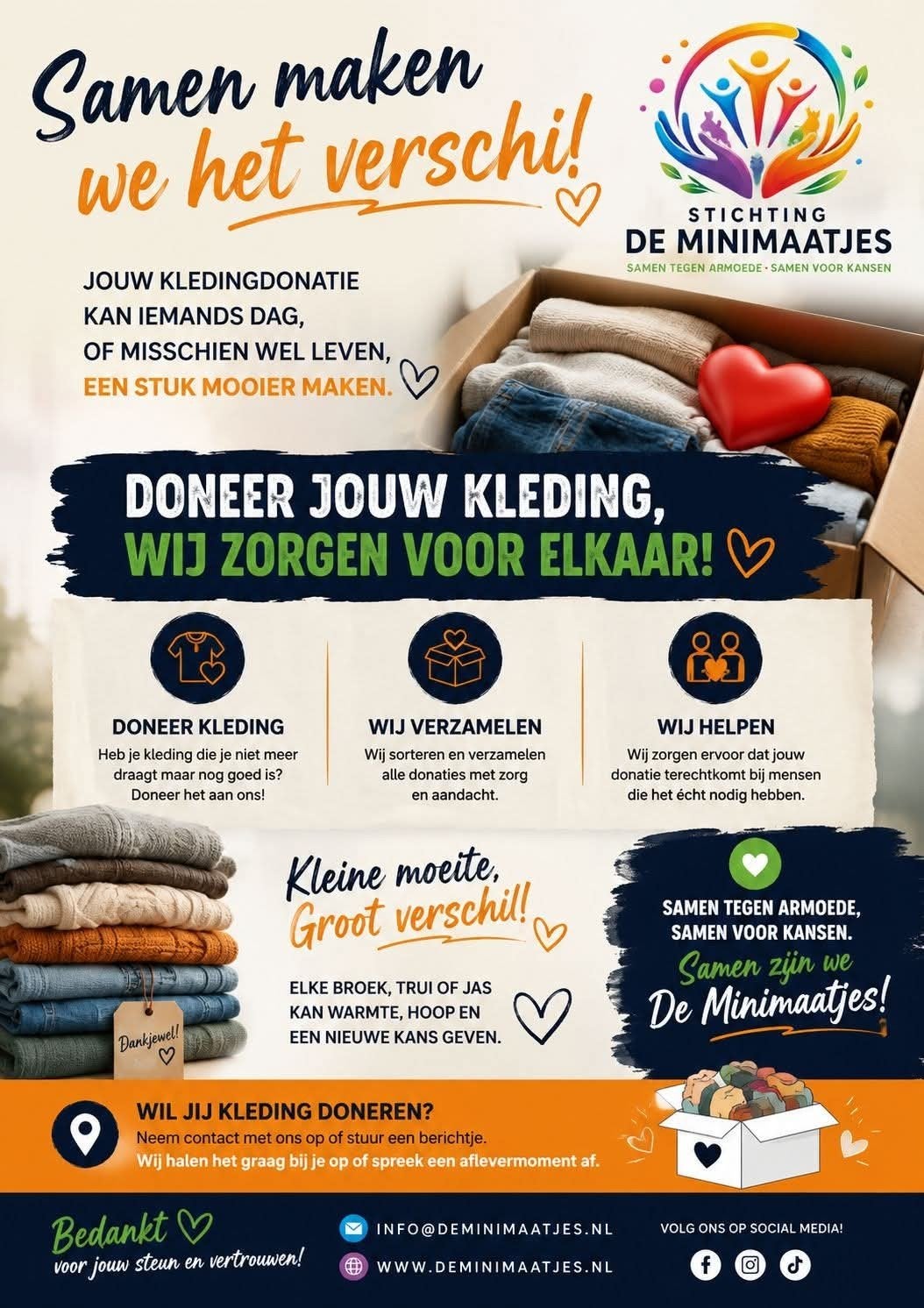 Doneer kleding aan Stichting De Minimaatjes, Diverse merken, Ophalen, Gedragen