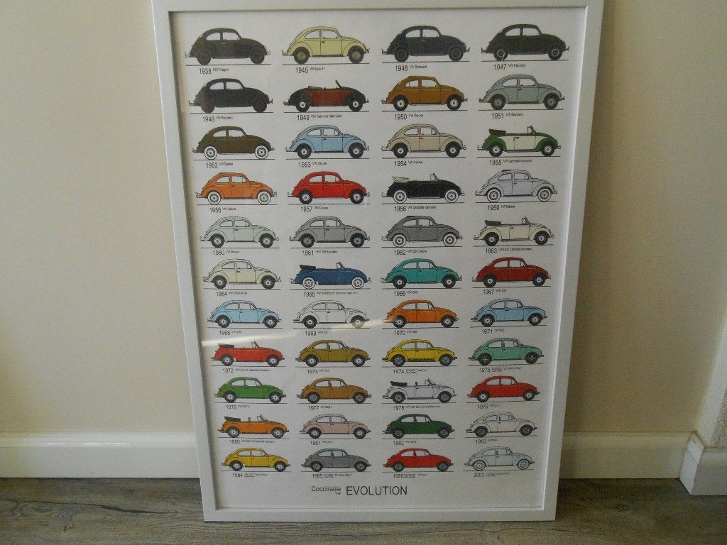 vw volkswagen kever poster 70x50cm zeldzaam!, Ophalen, Gebruikt, Auto's