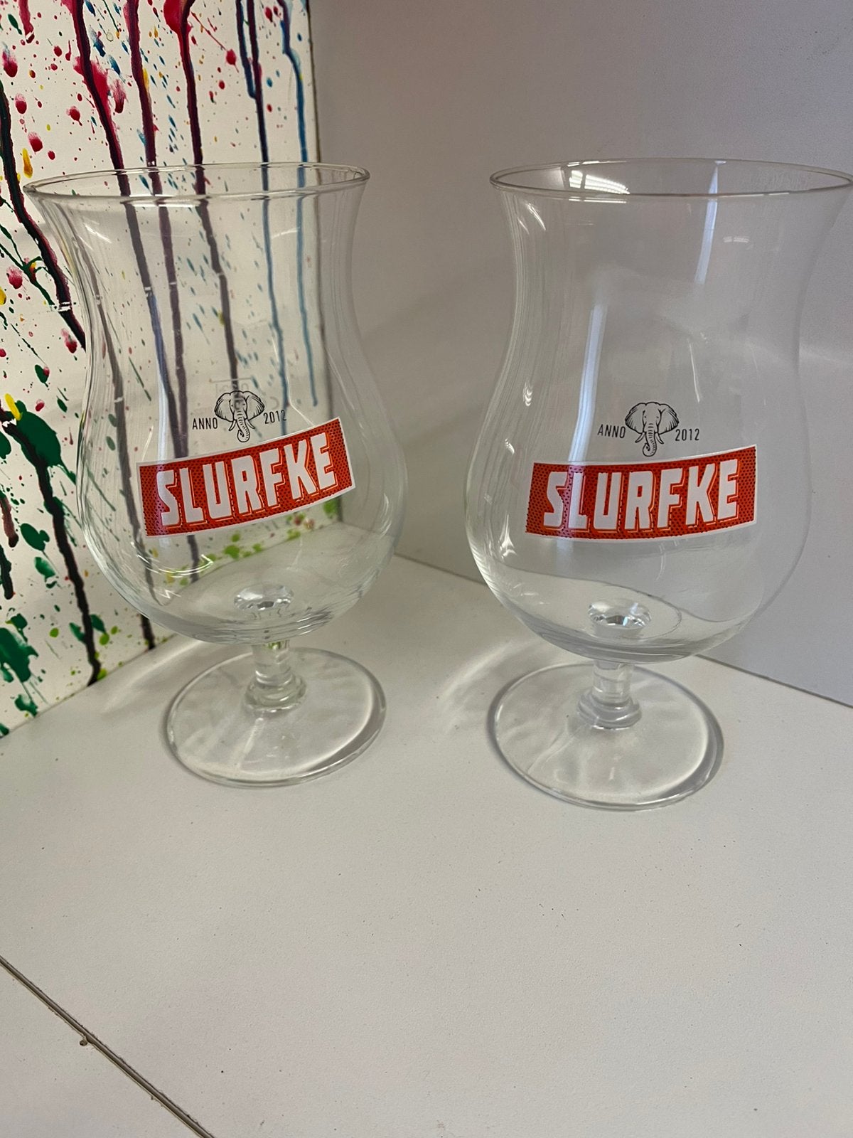 Slurfke bierglazen set van 2 glazen, Ophalen of Verzenden, Nieuw, Glas of Glazen, Overige merken