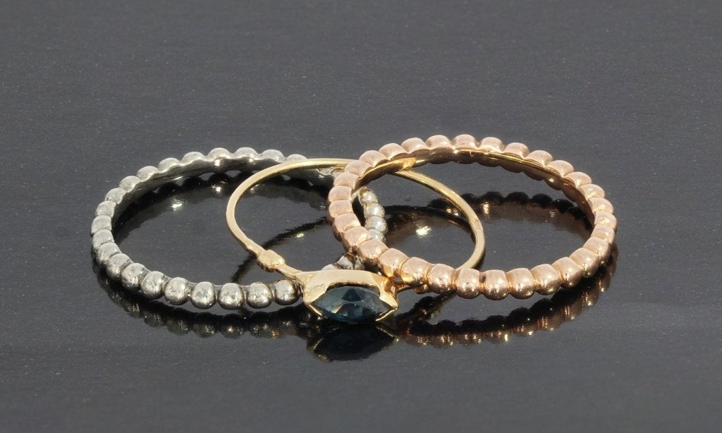 14k gouden set aanschuif ringen saffier bollen rose dames, Sieraden, Tassen en Uiterlijk, Voordeelsieraden, Ophalen of Verzenden