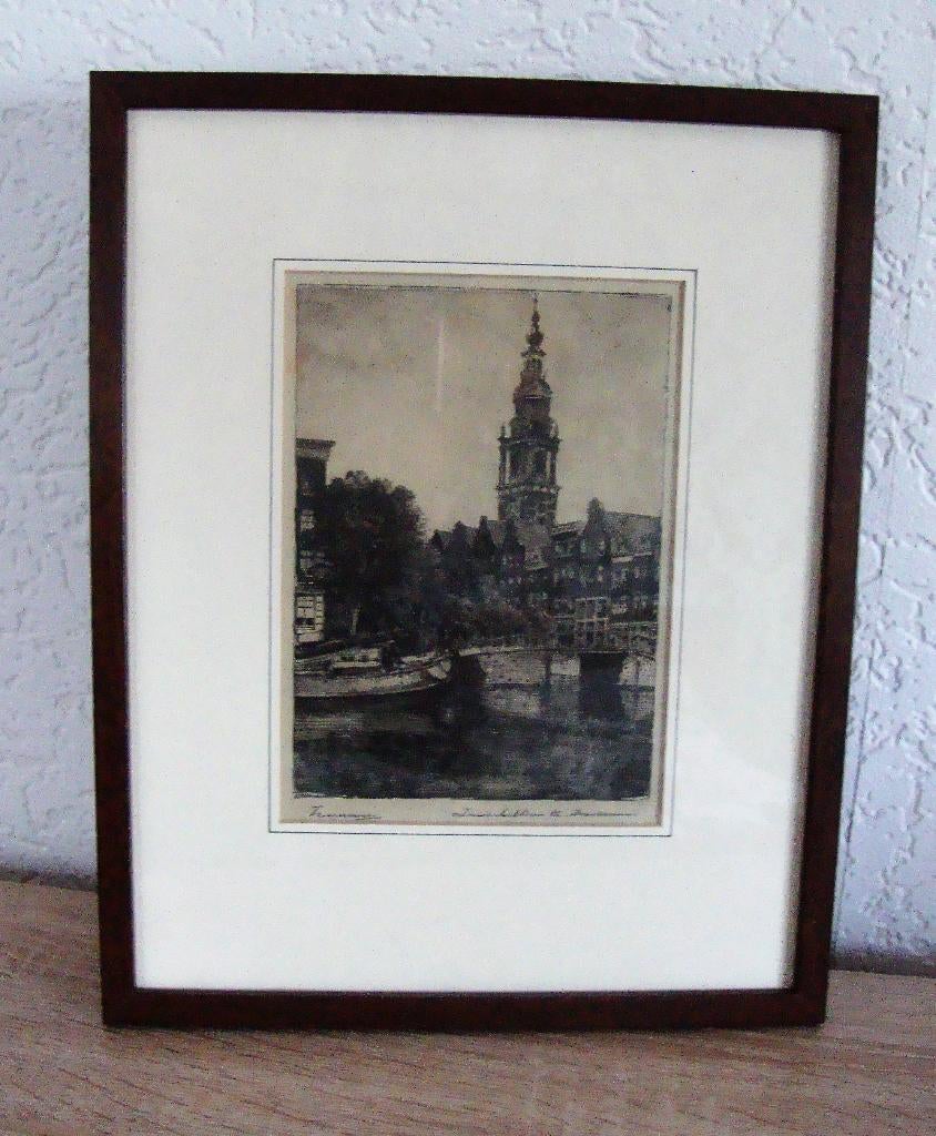 Amsterdam / Zuiderkerktoren - Jan Zwerver -  ingelijst, Ophalen of Verzenden