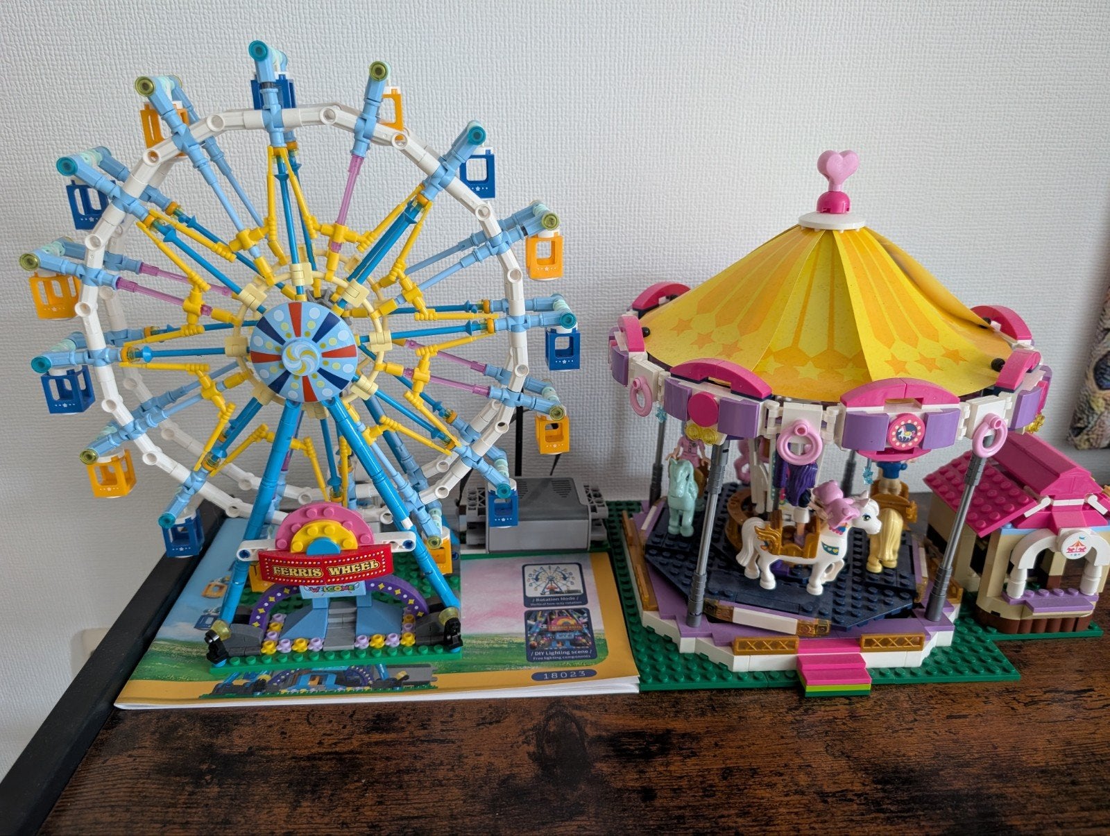 Bouwstenen Kermis Attracties - Reuzenrad & Draaimolen, Ophalen of Verzenden