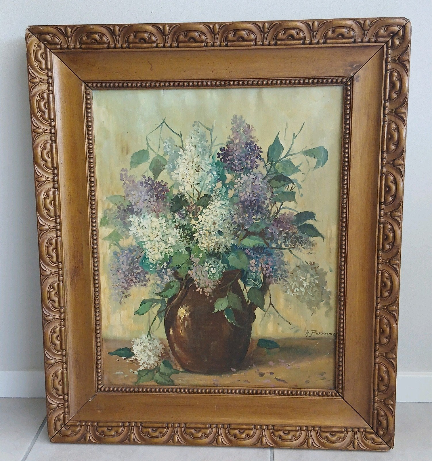 Oud bloemstilleven gesigneerd, Ophalen of Verzenden