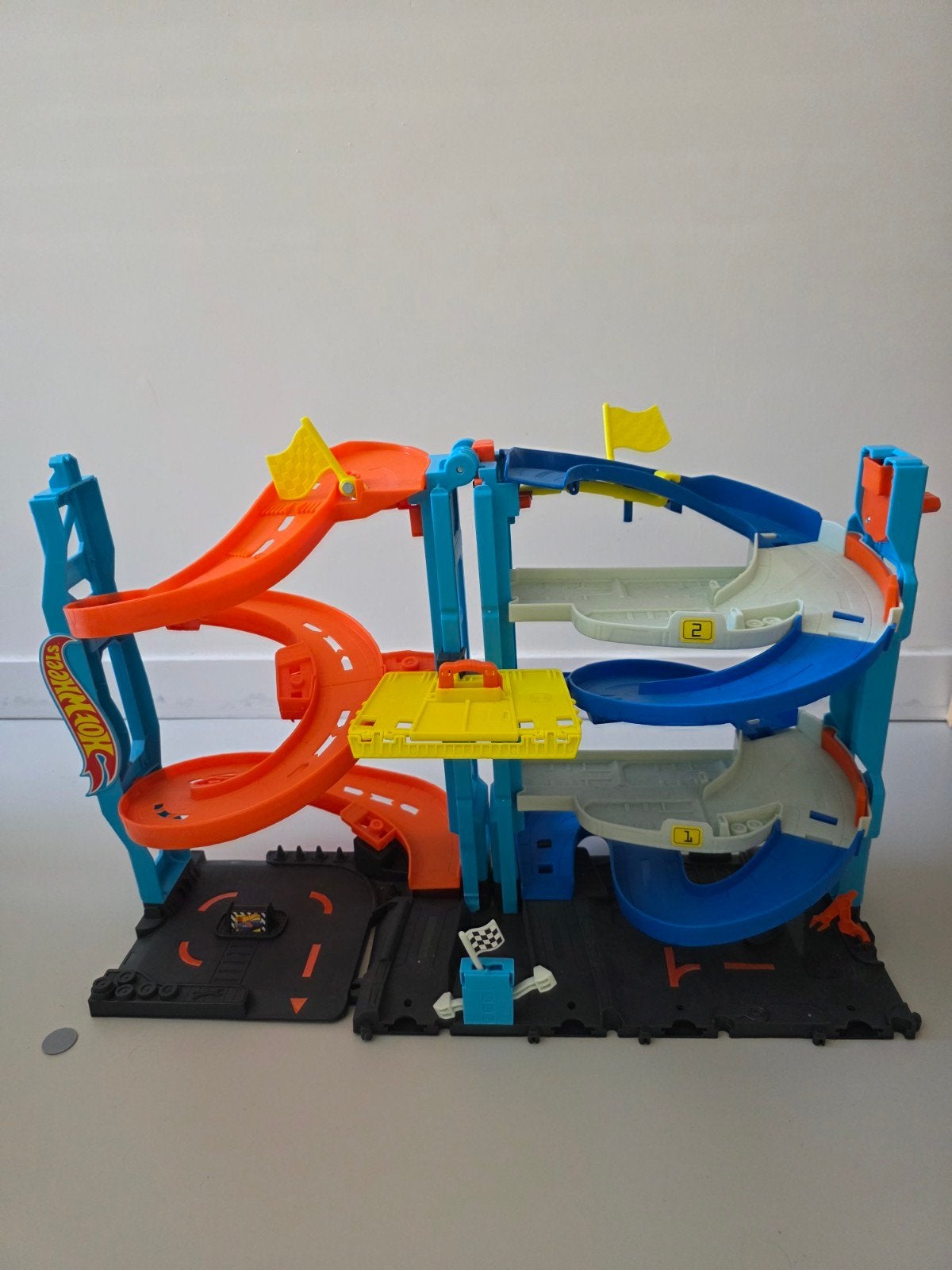 Hot Wheels Racebaan met Looping en Garage, Ophalen of Verzenden, Hot Wheels, Racebaan, Gebruikt