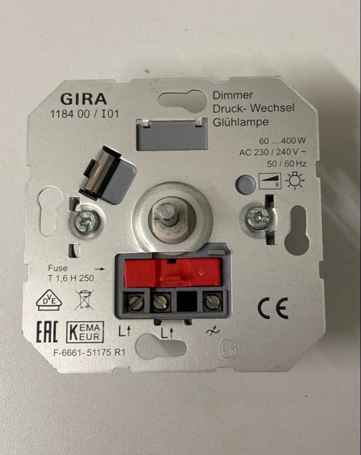 Gira Dimmer 1184 00 / I01 voor Gloeilampen 60-400W, Ophalen of Verzenden, Nieuw, Schakelaar
