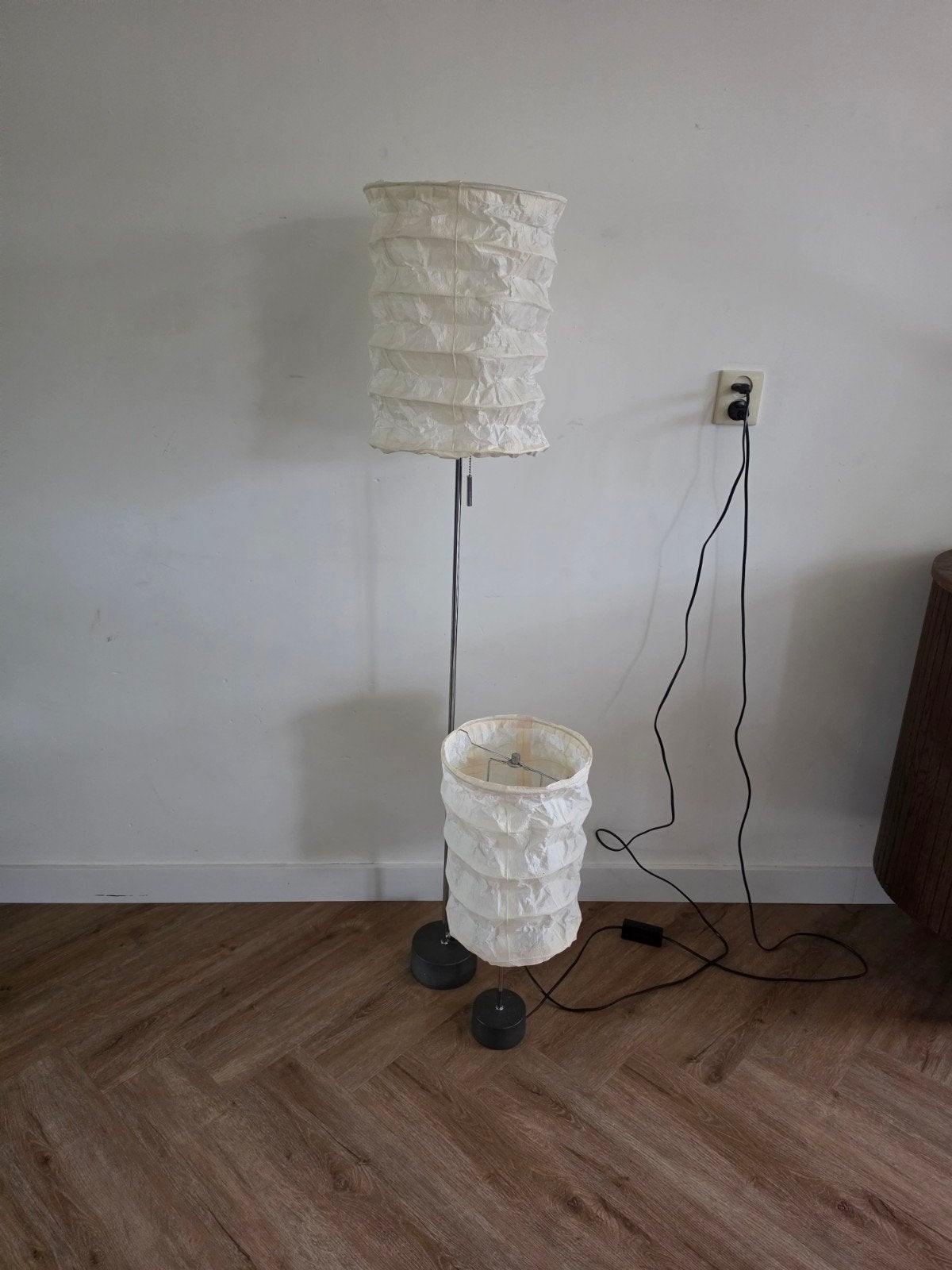 Vintage IKEA Skyar rijstpapier vloerlamp - jaren '90, Gebruikt, Vintage, Retro, Jaren '90, Japandi, 100 tot 150 cm, Natuurlijk materiaal