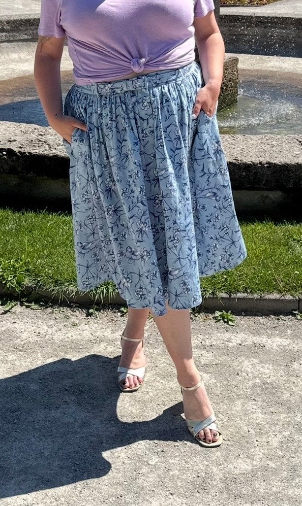 Banned rok, 3XL, bloemenprint, Blauw, Maat 46/48 (XL) of groter, Ophalen of Verzenden, Gedragen