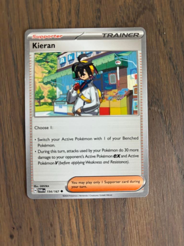 Pokémon TCG Kieran Supporter Trainer Kaart 154/167, Ophalen of Verzenden, Zo goed als nieuw, Losse kaart