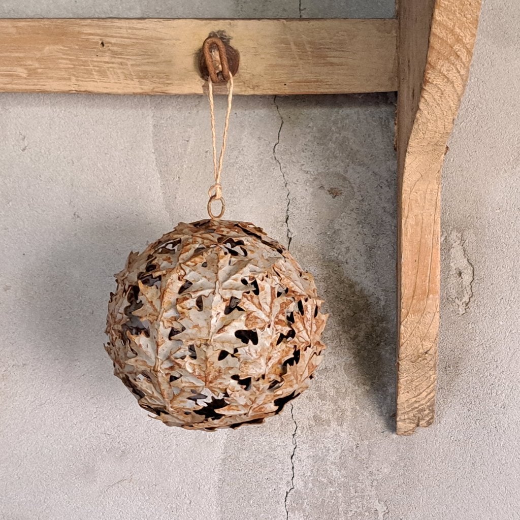 Landelijke metalen kerstbal sterretjes ø 11cm PTMD *Etage3*, ., Ophalen of Verzenden, Zo goed als nieuw, .